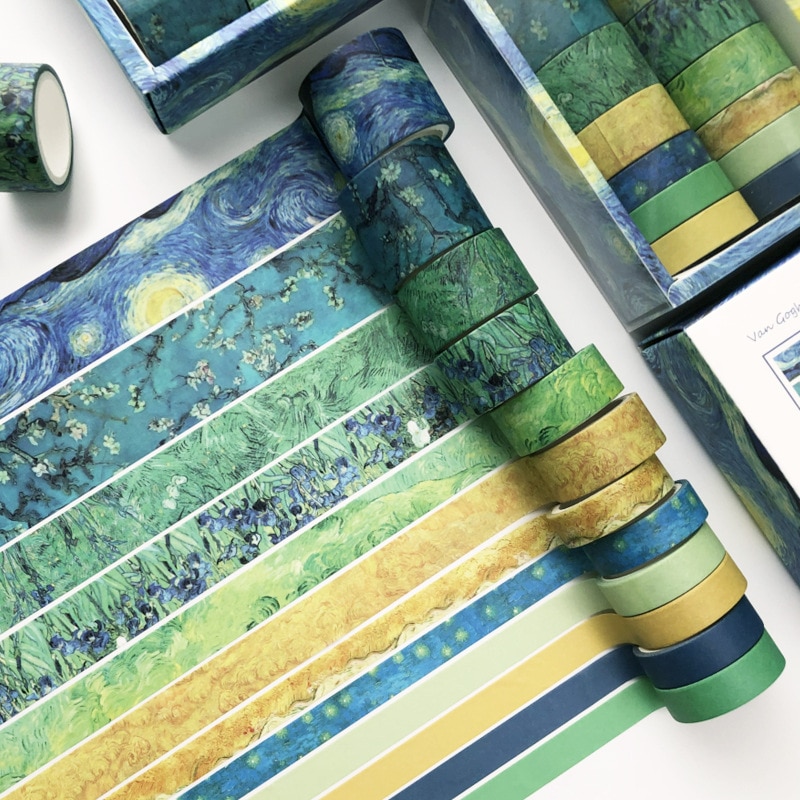 12-p-s-caixa-van-gogh-impress-o-washi-fita-diy-scrapbooking-etiqueta-do-vintage-fita