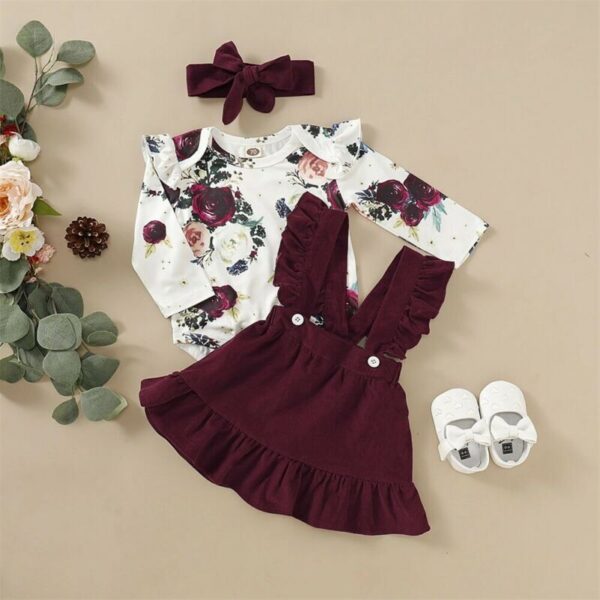 Beb-rec-m-nascido-roupas-da-menina-conjunto-floral-bodysuit-macac-o-topos-t-camisa-suspender