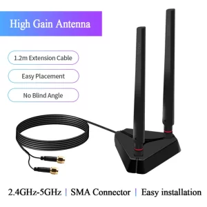 Dobrado antena externa para intel ax200 9260ngw cartão wi-fi dual band 120cm antena de alto ganho para o desktop pcie adaptador